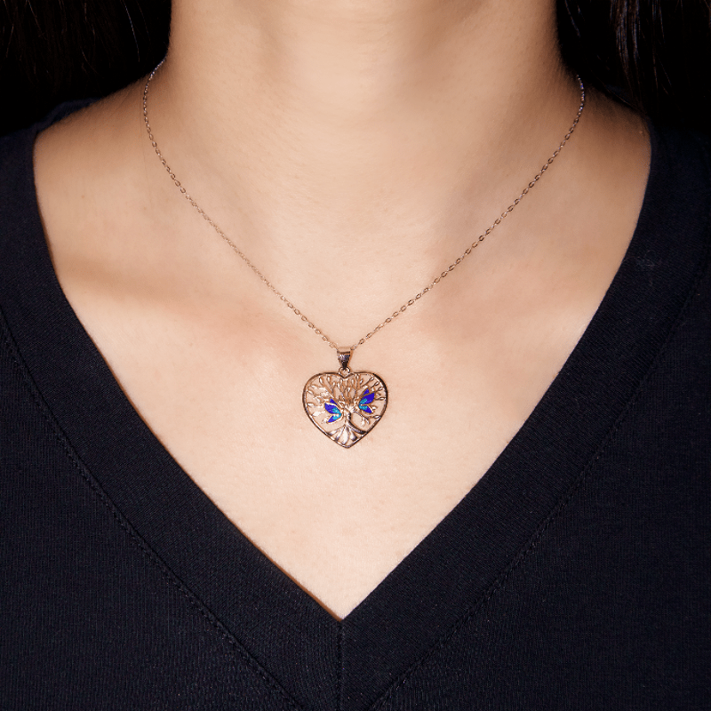 Collier Arbre de Vie Papillon Bleu Argent 925 – Cadeau Femme - Biloria