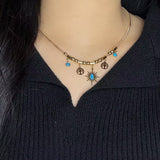 Collier Arbre de Vie Turquoise Acier Titane Doré - Biloria