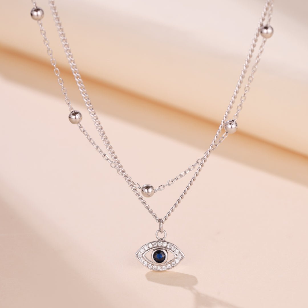 Collier Argent 925 Mauvais Œil Double Protection Tendance - Biloria