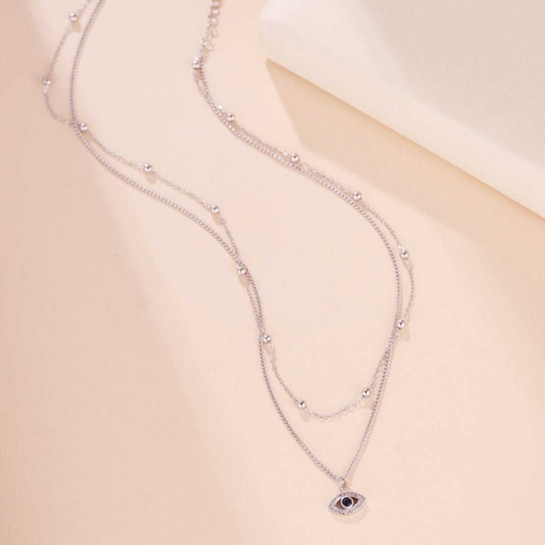 Collier Argent 925 Mauvais Œil Double Protection Tendance - Biloria