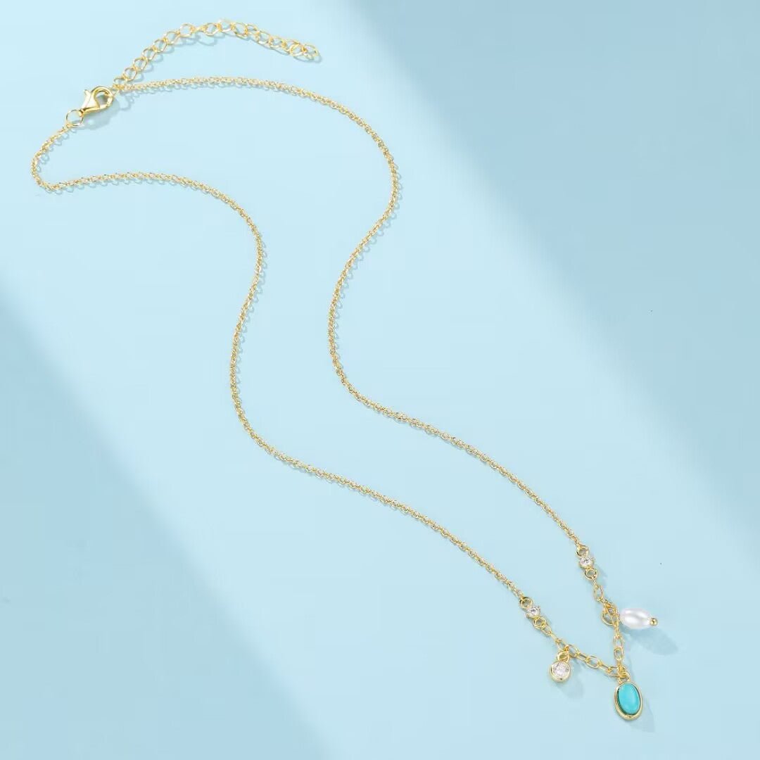 Collier Argent Turquoise Perle – Bijou Protection et Méditation - Biloria
