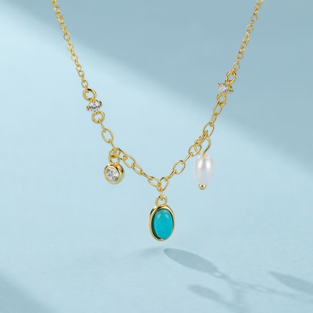 Collier Argent Turquoise Perle – Bijou Protection et Méditation - Biloria