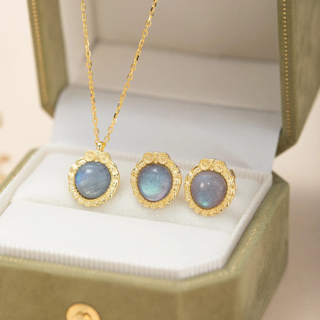 Collier avec Labradorite et Hibou – Argent Plaqué Or, Bijou Spirituel - Biloria