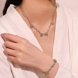 Collier aventurine fleur argent 925 sérénité - Biloria