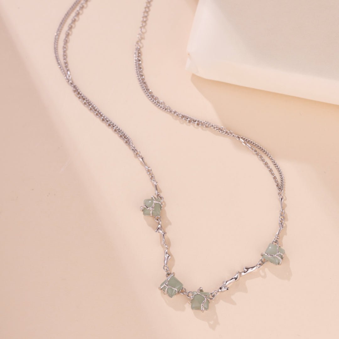 Collier aventurine fleur argent 925 sérénité - Biloria