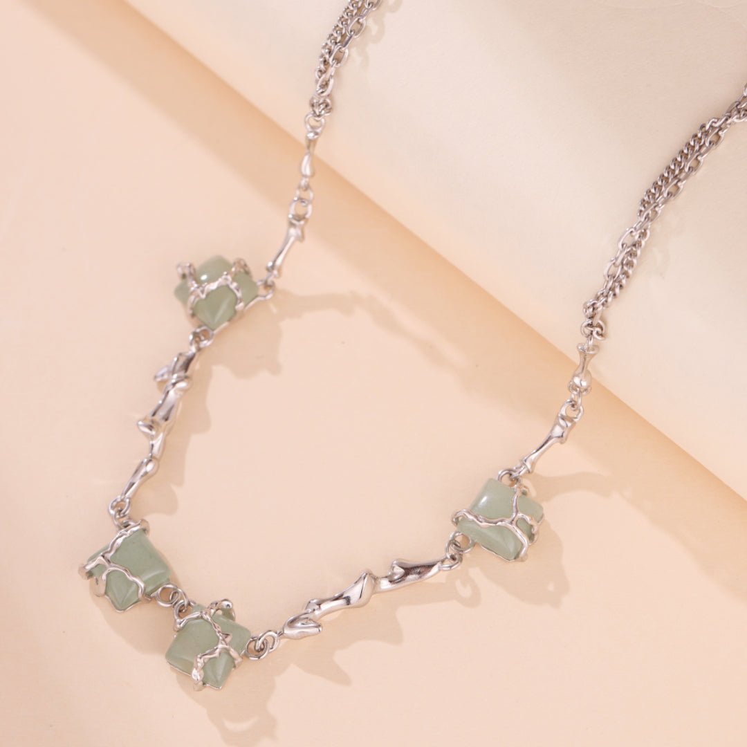 Collier aventurine fleur argent 925 sérénité - Biloria