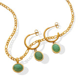 Collier Aventurine naturelle pendentif rond fait main - Biloria