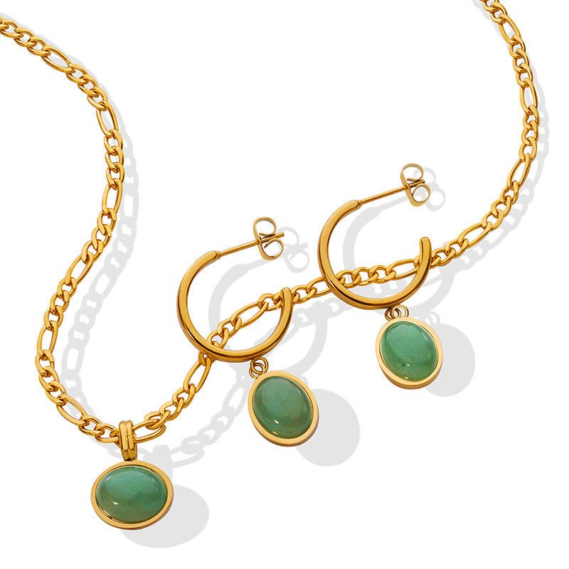 Collier Aventurine naturelle pendentif rond fait main - Biloria