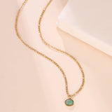 Collier Aventurine naturelle pendentif rond fait main - Biloria