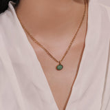 Collier Aventurine naturelle pendentif rond fait main - Biloria