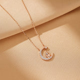 Collier Cheval Coq Lune Argent Plaqué Or Rose - Biloria