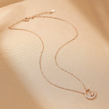 Collier Cheval Coq Lune Argent Plaqué Or Rose - Biloria