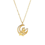 Collier Cheval et Lune Argent Plaqué Or 18K Pendentif Symbolique - Biloria