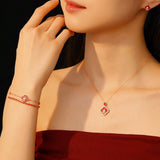 Collier Cheval Liberté Argent Plaqué Or Rose Zircons - Biloria