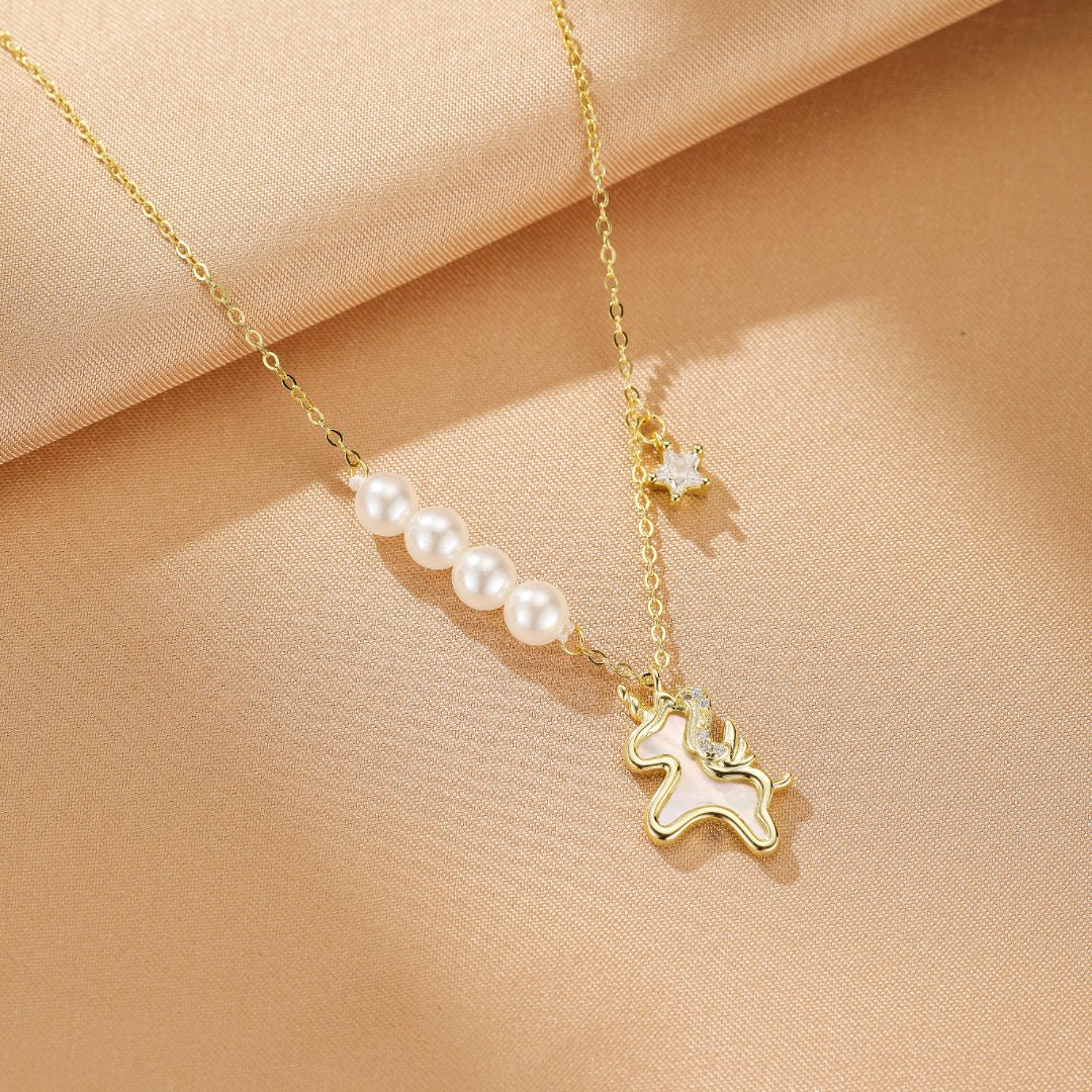 Collier Cheval Liberté Étoilée – Argent Plaqué Or - Biloria