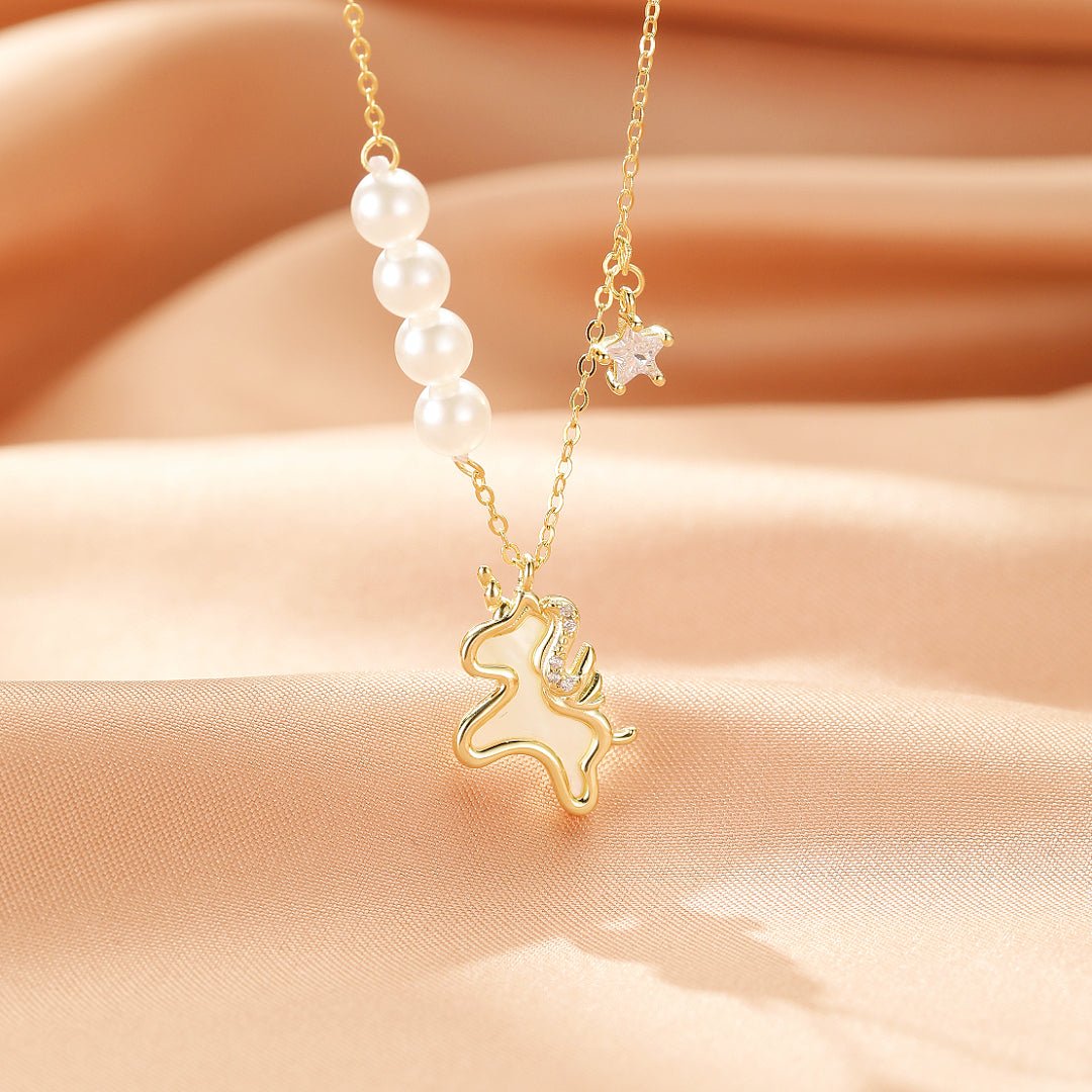 Collier Cheval Liberté Étoilée – Argent Plaqué Or - Biloria