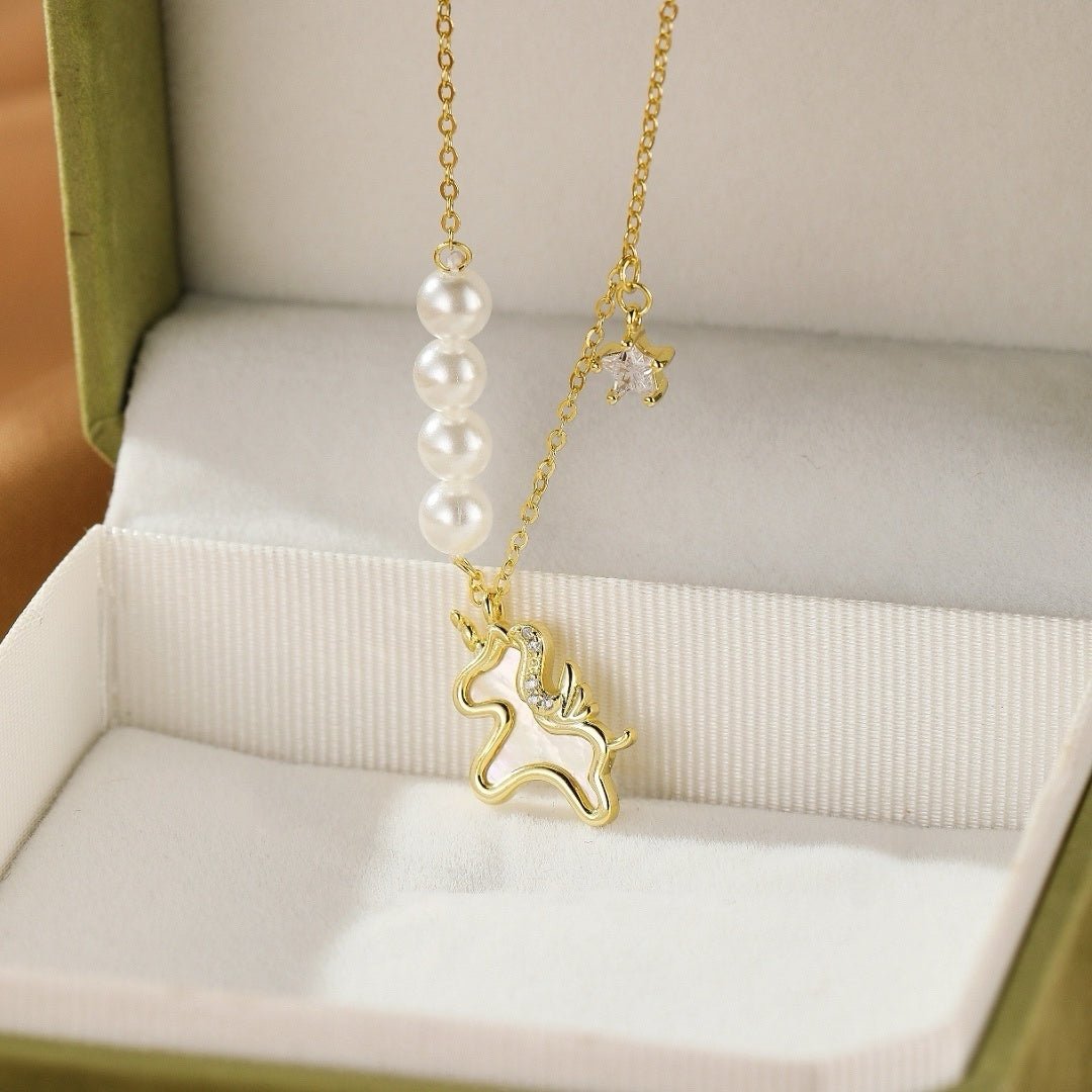 Collier Cheval Liberté Étoilée – Argent Plaqué Or - Biloria