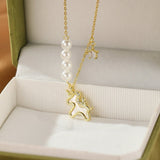 Collier Cheval Liberté Étoilée – Argent Plaqué Or - Biloria