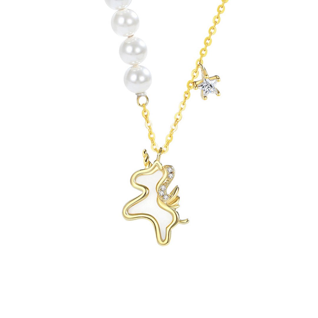 Collier Cheval Liberté Étoilée – Argent Plaqué Or - Biloria