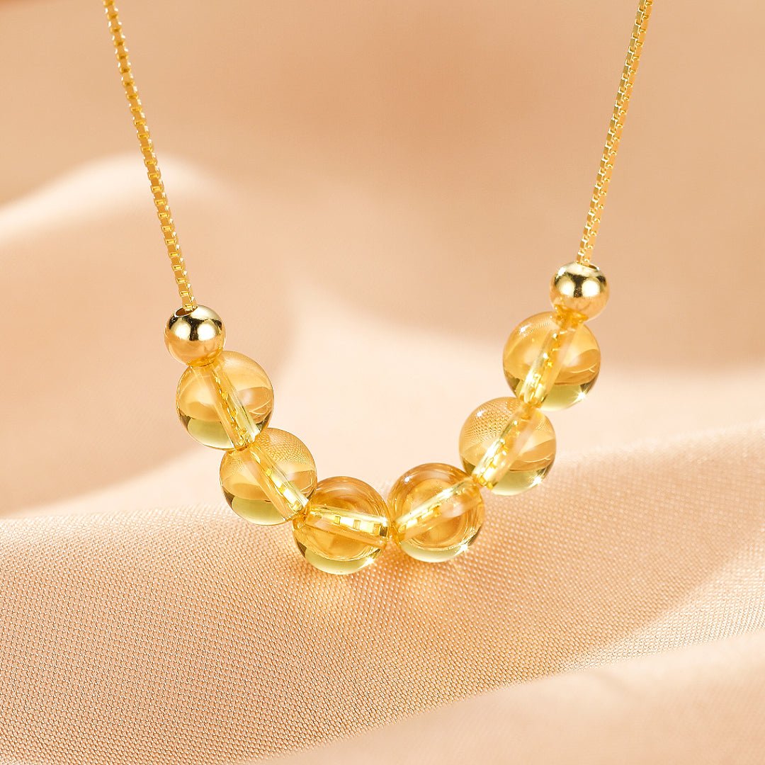 Collier Citrine Courbe Lumineuse Argent Plaqué Or - Biloria