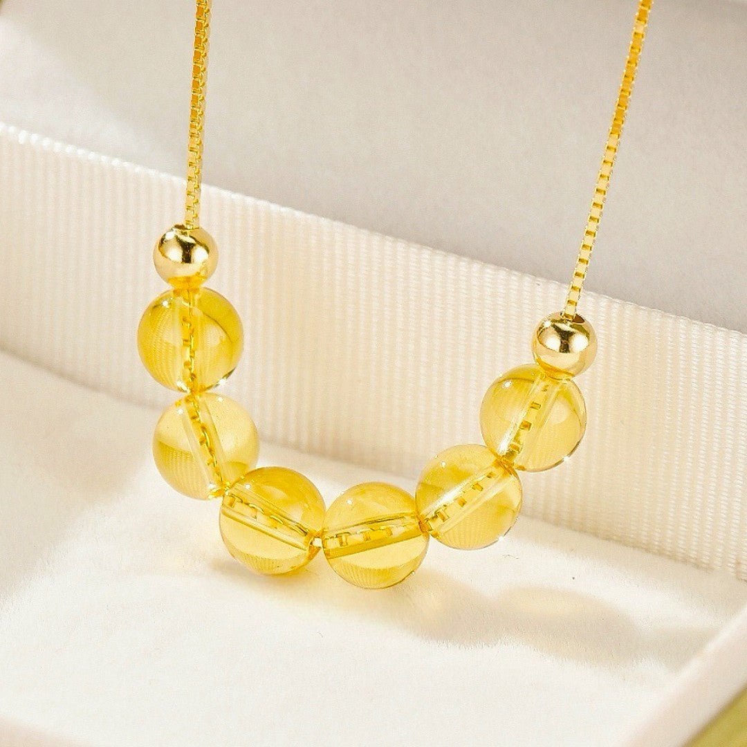 Collier Citrine Courbe Lumineuse Argent Plaqué Or - Biloria