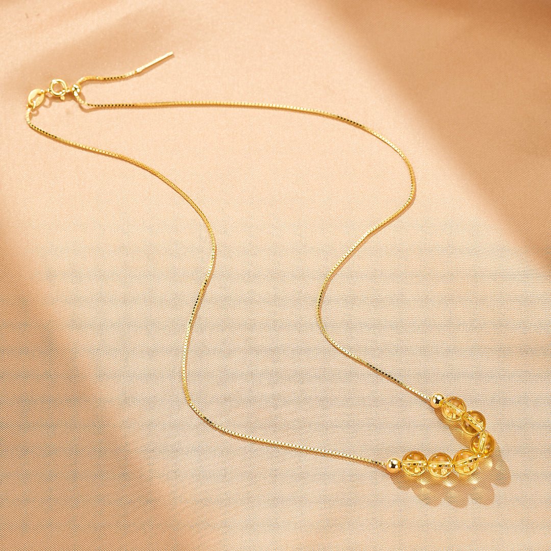 Collier Citrine Courbe Lumineuse Argent Plaqué Or - Biloria