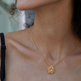 Collier Citrine Couronne Fleurie Argent Plaqué Or Bijou Femme - Biloria