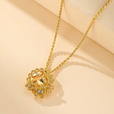 Collier Citrine Couronne Fleurie Argent Plaqué Or Bijou Femme - Biloria