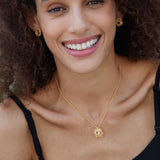 Collier Citrine Couronne Fleurie Argent Plaqué Or Bijou Femme - Biloria