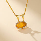 Collier Citrine et Zircons – Argent Plaqué Or - Biloria