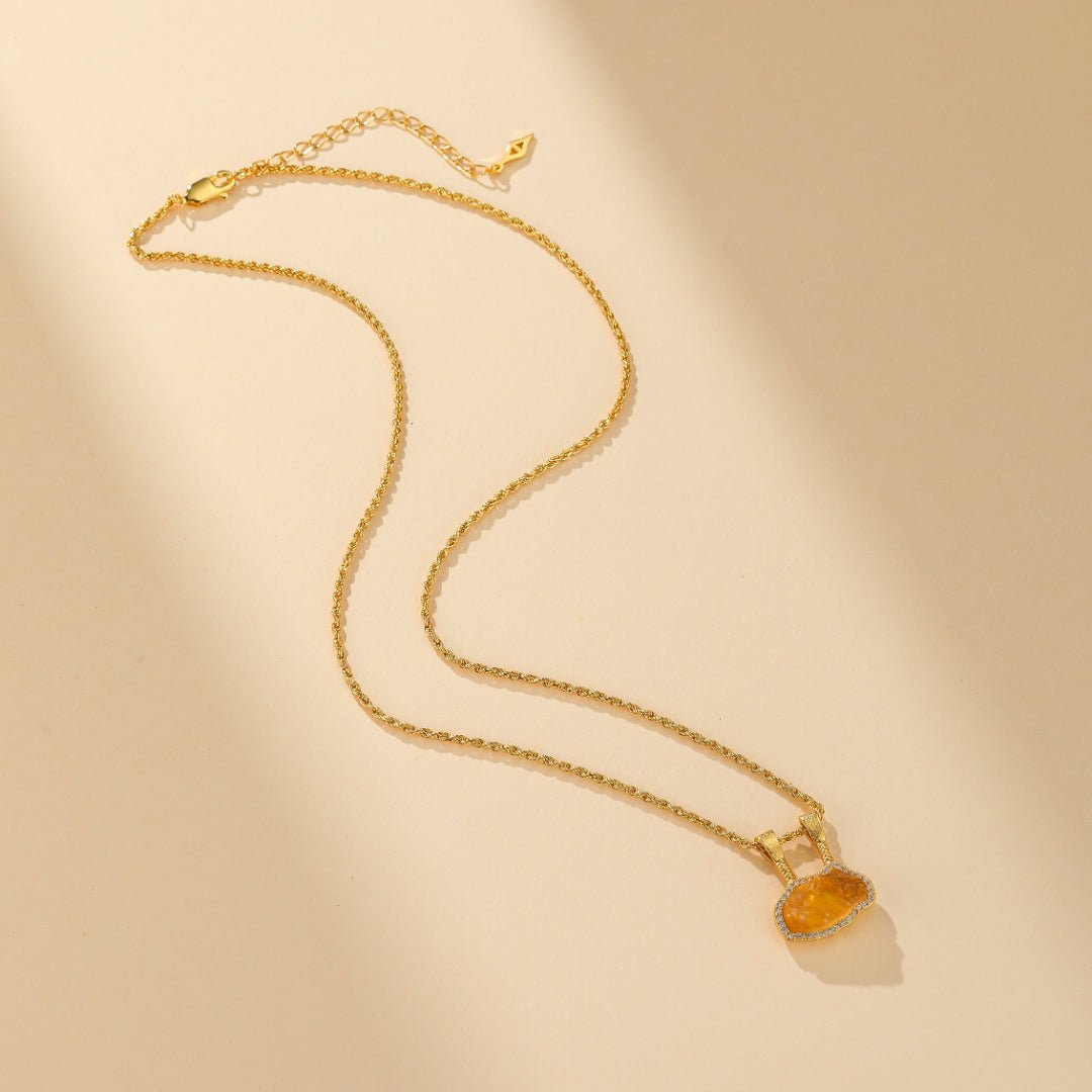 Collier Citrine et Zircons – Argent Plaqué Or - Biloria