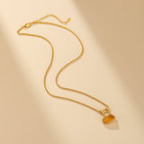 Collier Citrine et Zircons – Argent Plaqué Or - Biloria
