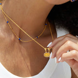 Collier Citrine et Zircons – Argent Plaqué Or - Biloria