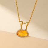 Collier Citrine et Zircons – Argent Plaqué Or - Biloria