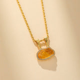 Collier Citrine et Zircons – Argent Plaqué Or - Biloria
