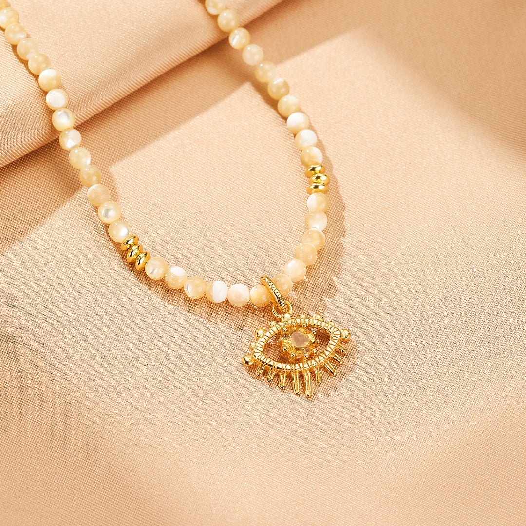 Collier Citrine Mauvais Œil protecteur – Aura Dorée - Biloria