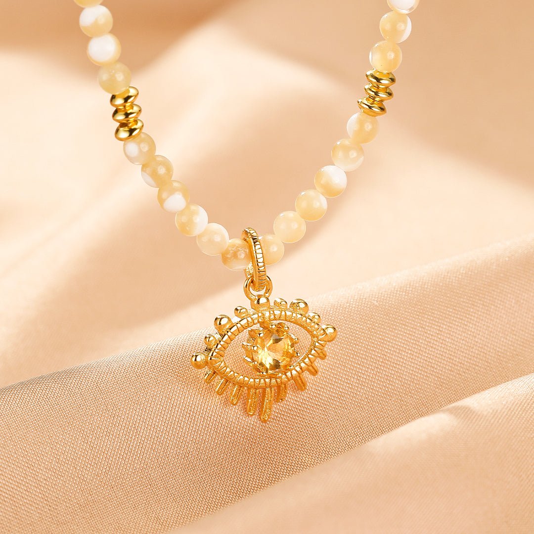 Collier Citrine Mauvais Œil protecteur – Aura Dorée - Biloria