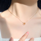 Collier Citrine : Pendentif Cristal Doré, Argent Plaqué Or - Biloria