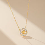 Collier Citrine : Pendentif Cristal Doré, Argent Plaqué Or - Biloria