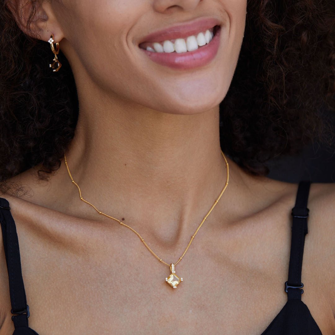 Collier Citrine Plaqué Or – Bijou Élégant pour Cadeau - Biloria