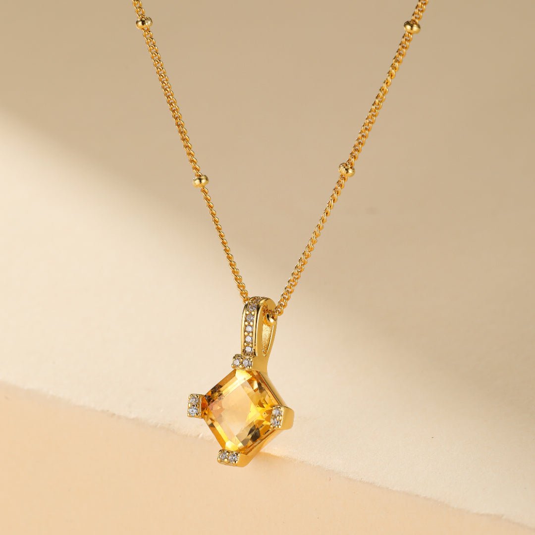 Collier Citrine Plaqué Or – Bijou Élégant pour Cadeau - Biloria
