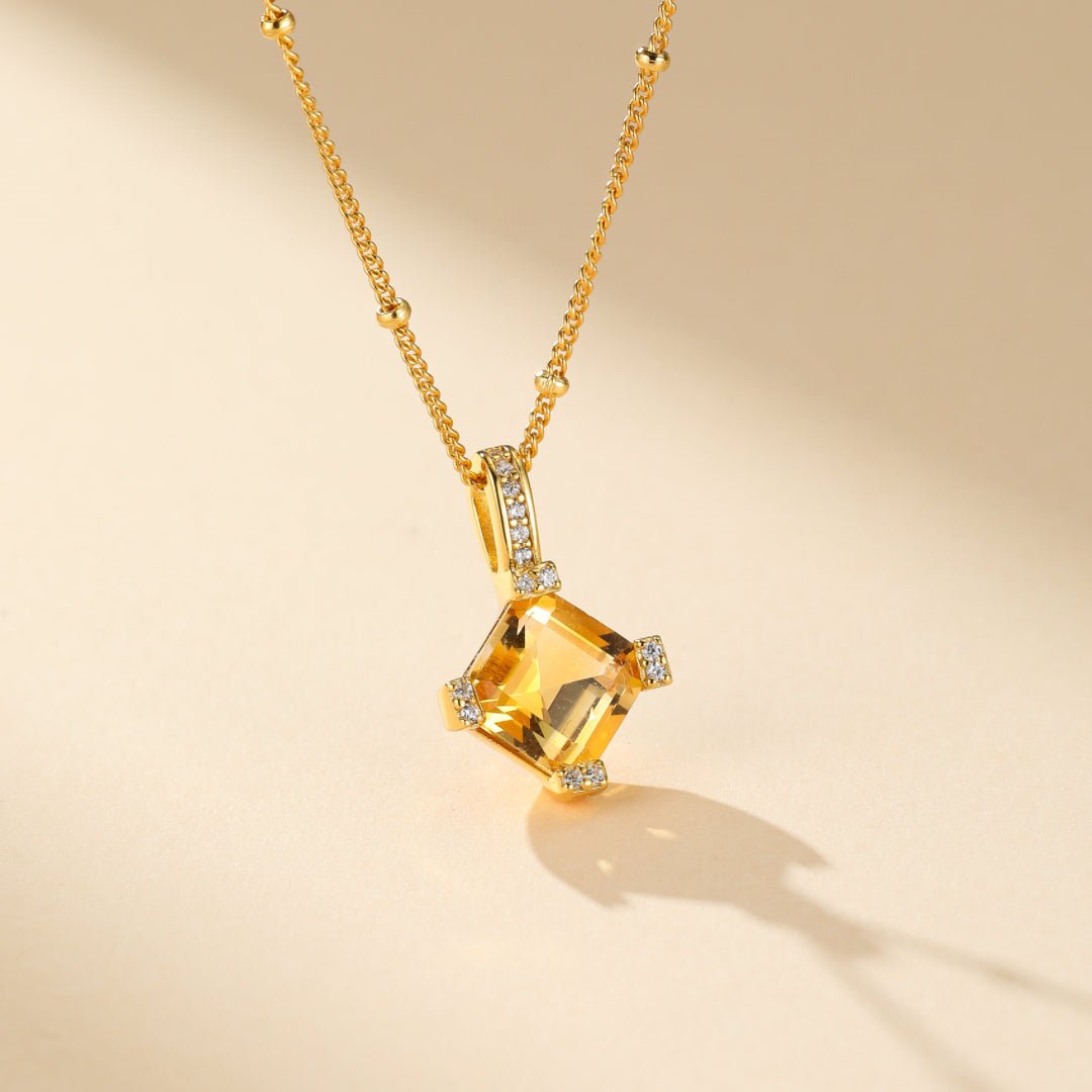 Collier Citrine Plaqué Or – Bijou Élégant pour Cadeau - Biloria
