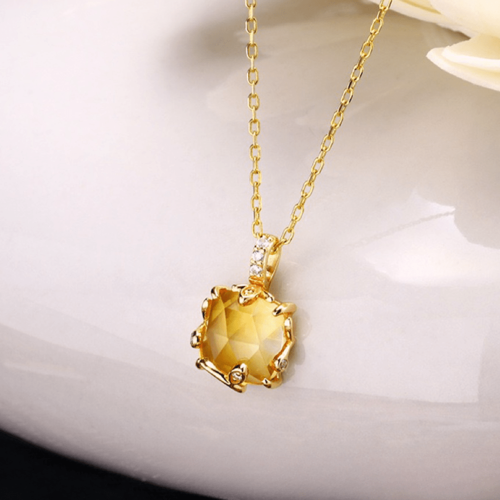 Collier Citrine Rayon de Miel en Argent Plaqué Or - Biloria