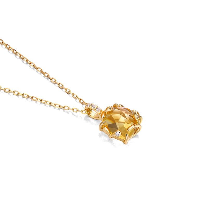 Collier Citrine Rayon de Miel en Argent Plaqué Or - Biloria