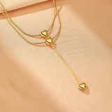 Collier Cœur Cascade d'Amour en Acier Doré - Biloria