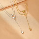 Collier Cœur Cascade d'Amour en Acier Doré - Biloria