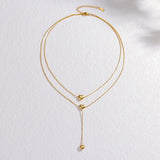 Collier Cœur Cascade d'Amour en Acier Doré - Biloria