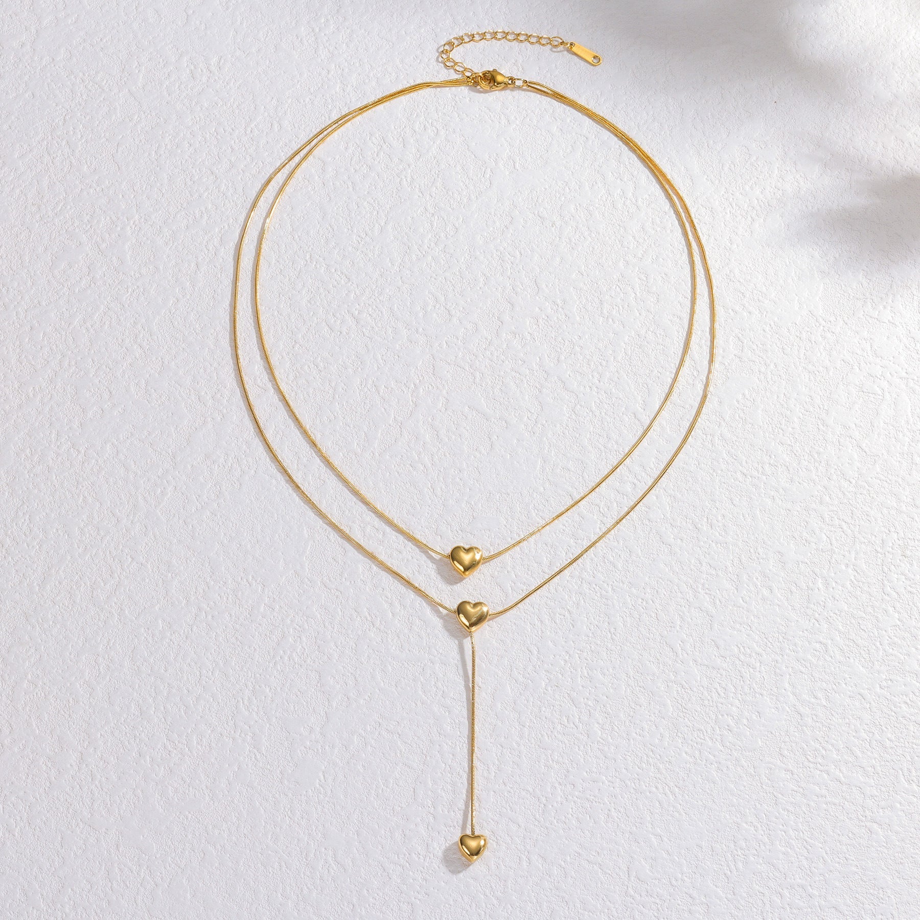 Collier Cœur Cascade d'Amour en Acier Doré - Biloria