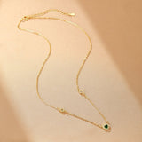 Collier Cœur Émeraude Argent Plaqué Or 18K - Bijou Pierre Naturelle - Biloria