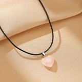 Collier Cœur en Quartz Rose pour le Télétravail - Biloria